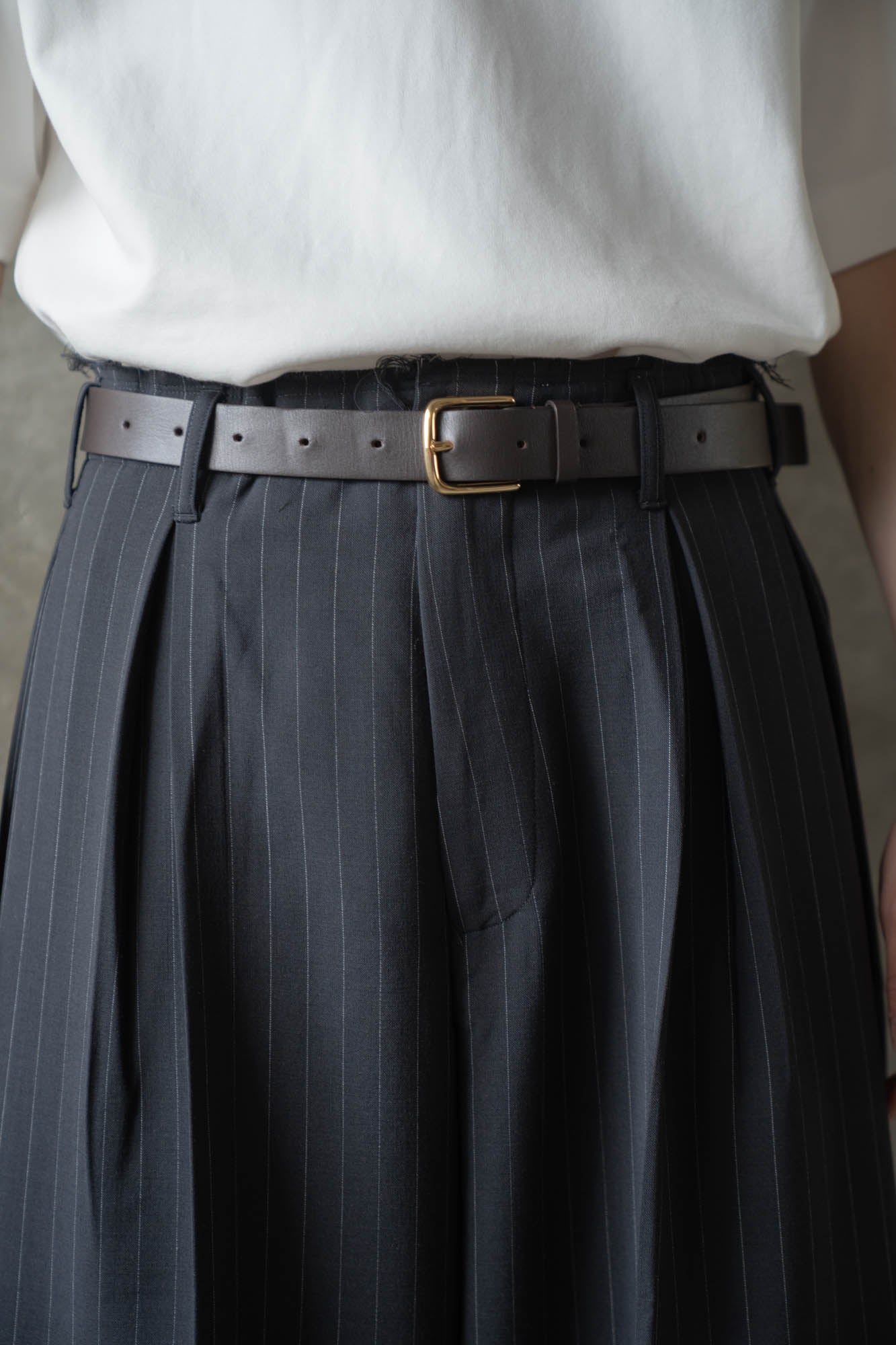 Pleats bonded wool pants