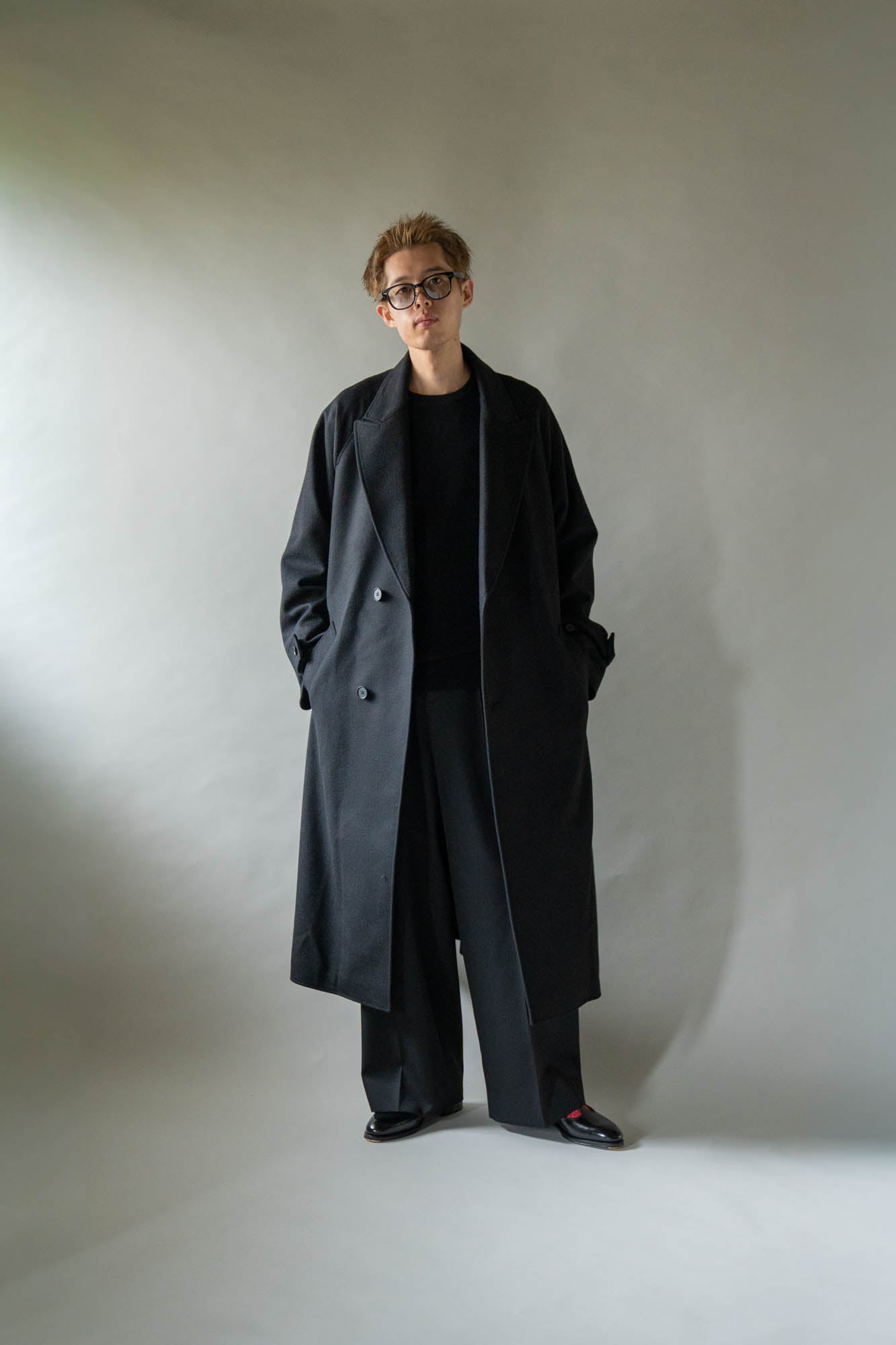 WOOL CASHMERE OVERSIZED PEAK LAPEL CHESTER COAT(ST.1533)