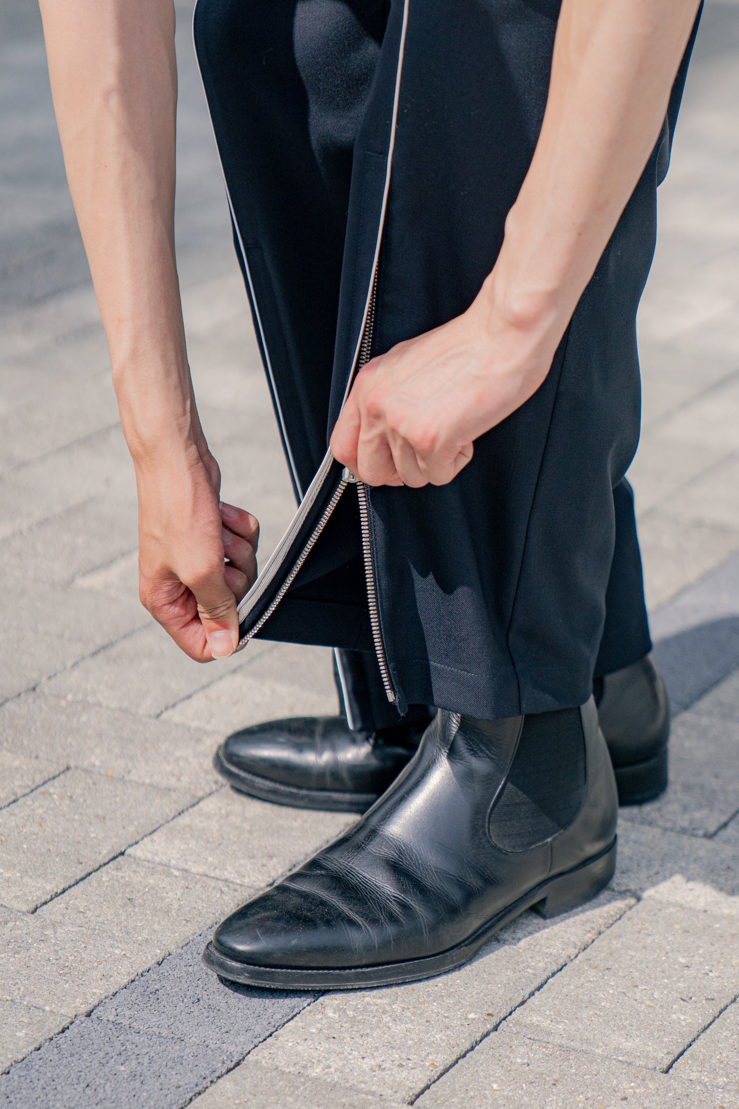 WOOL GABARDINE ZIP TROUSERS PT