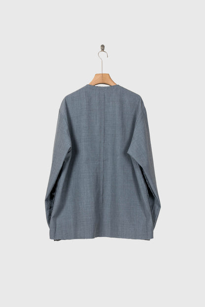 No-collar wool gabardine jacket