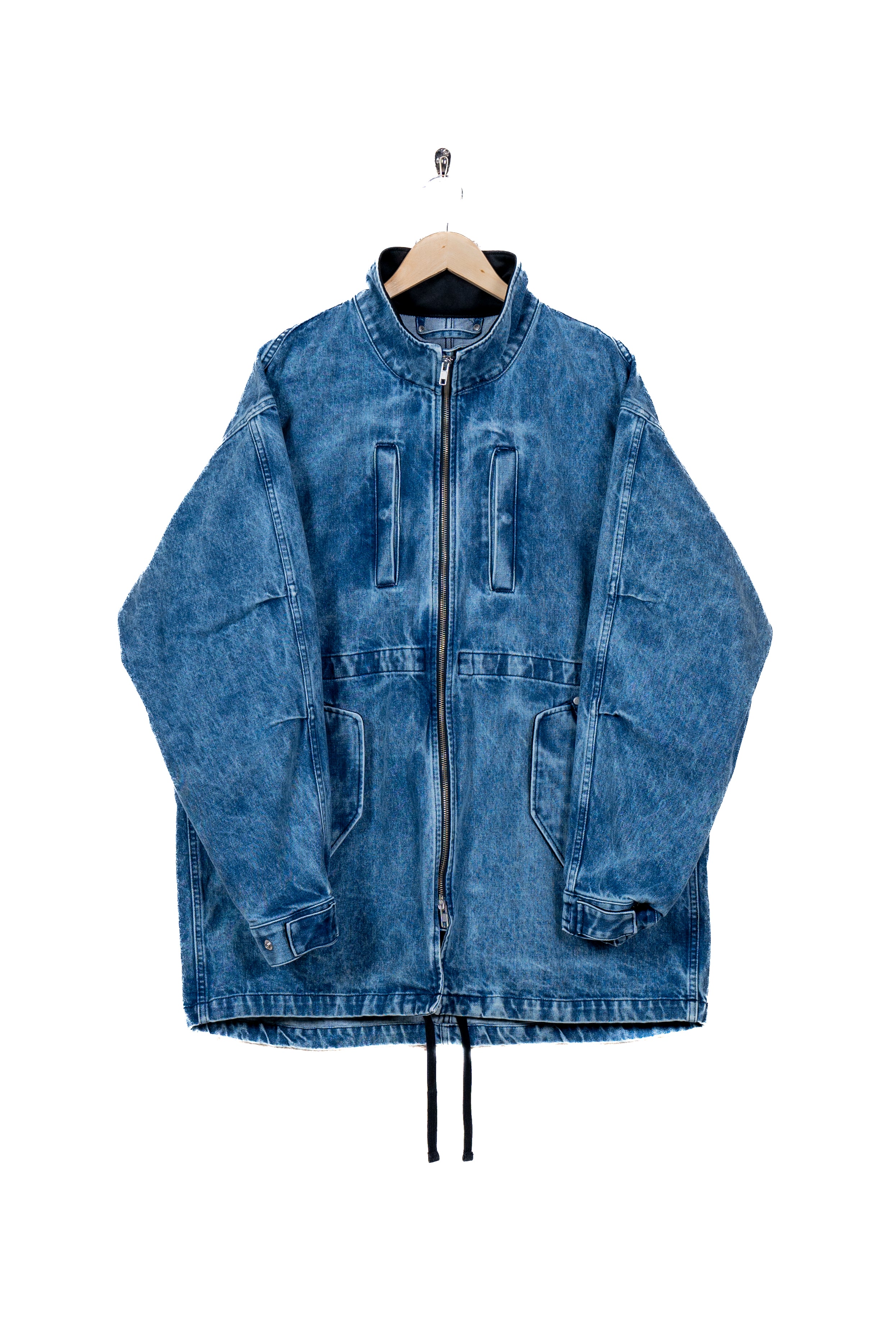 CHEMICAL BLEACHED DENIM MODS COAT – sign | サイン