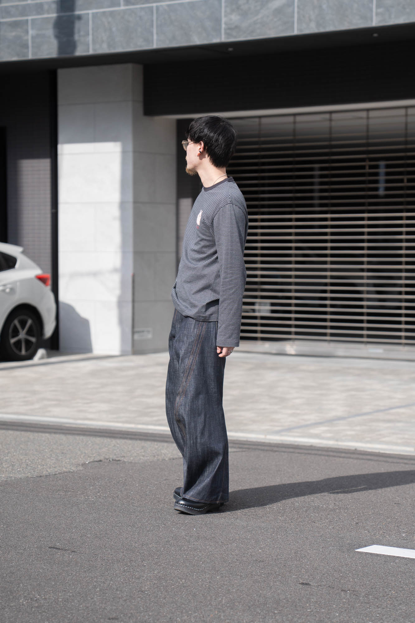 Hand-Embroidered Stripe Long Sleeve T-Shirt