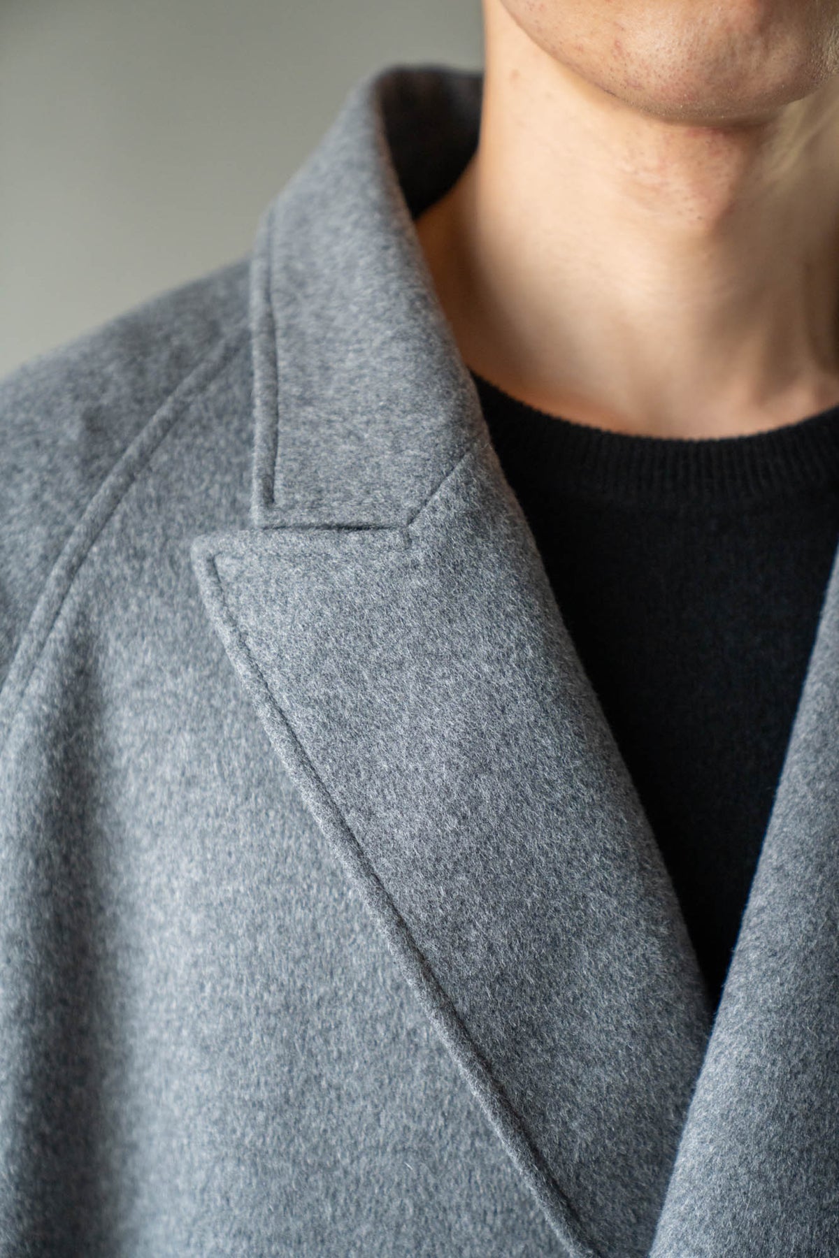 WOOL CASHMERE OVERSIZED PEAK LAPEL CHESTER COAT(ST.1533)