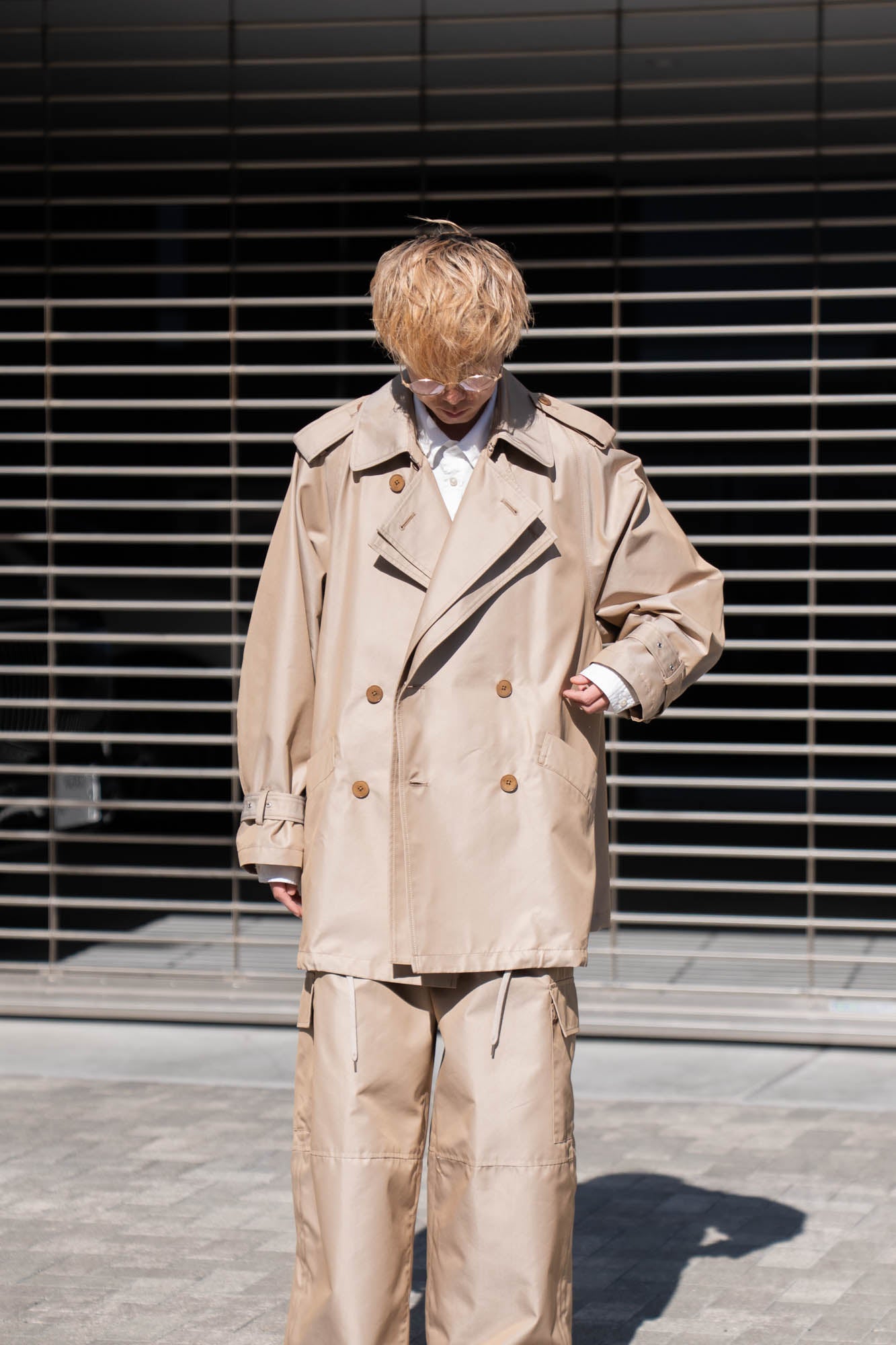 Giza cotton short trench coat