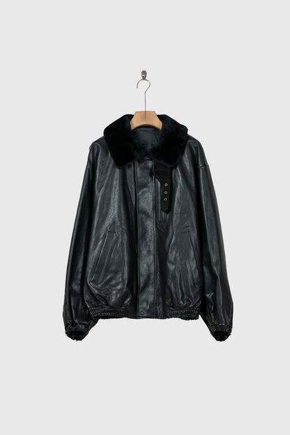 MOUTON COLLAR CALF ZIP JACKET(ST.1549)
