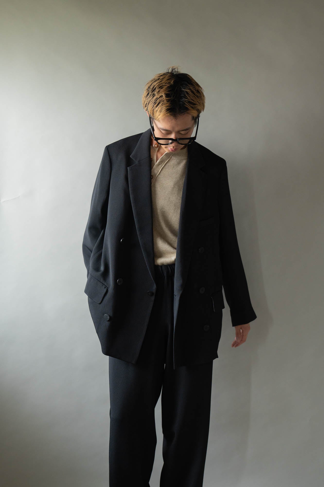 Double-breasted Jacket in Rayon Tricotine