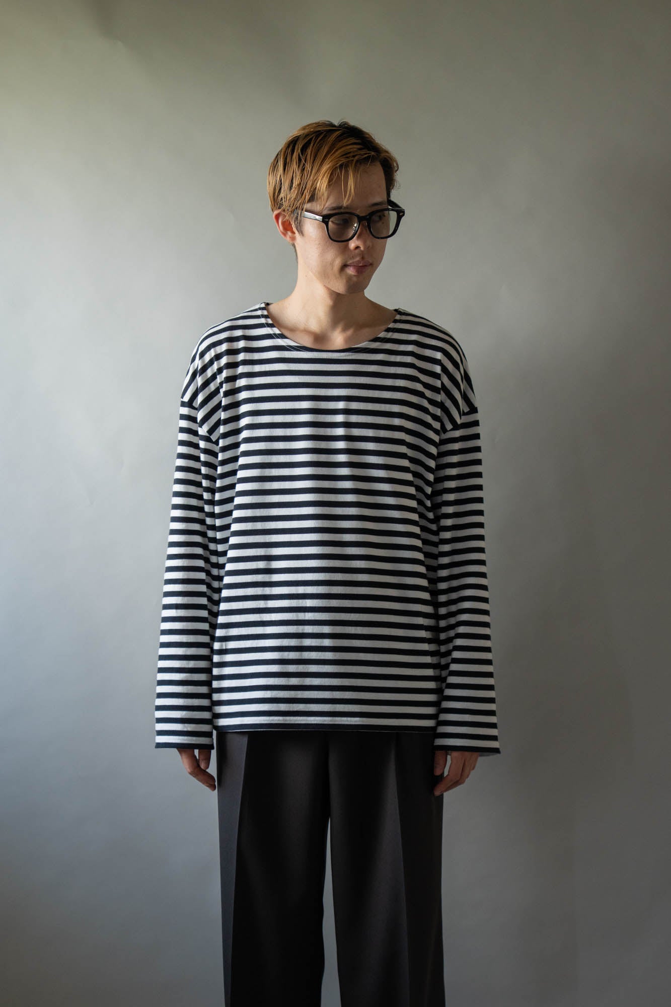 BORDER LONG T SHIRT