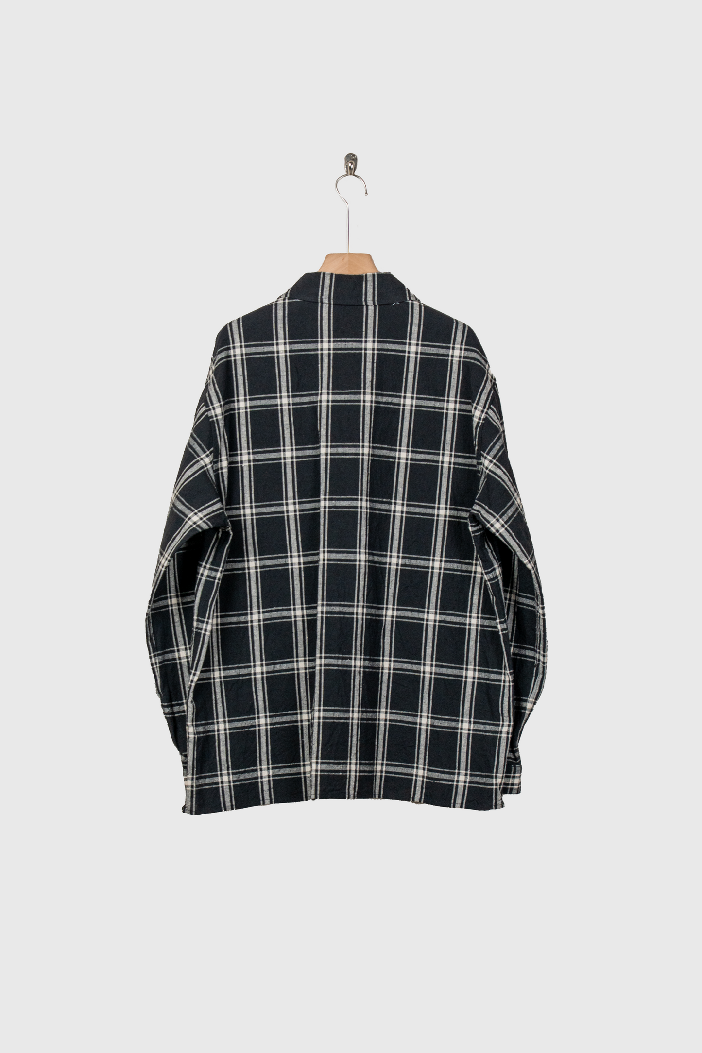 Silk/Cottn Nep Plaid Military Shirt