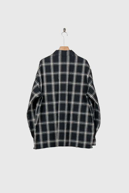 Silk/Cottn Nep Plaid Military Shirt