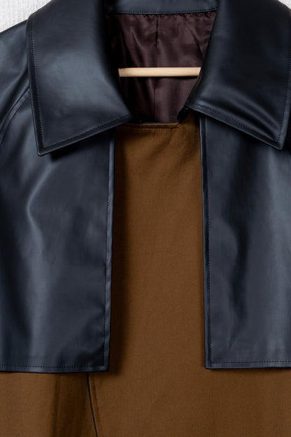 CONTRAST SINGLE BREASTED WIDE LAPELS COAT