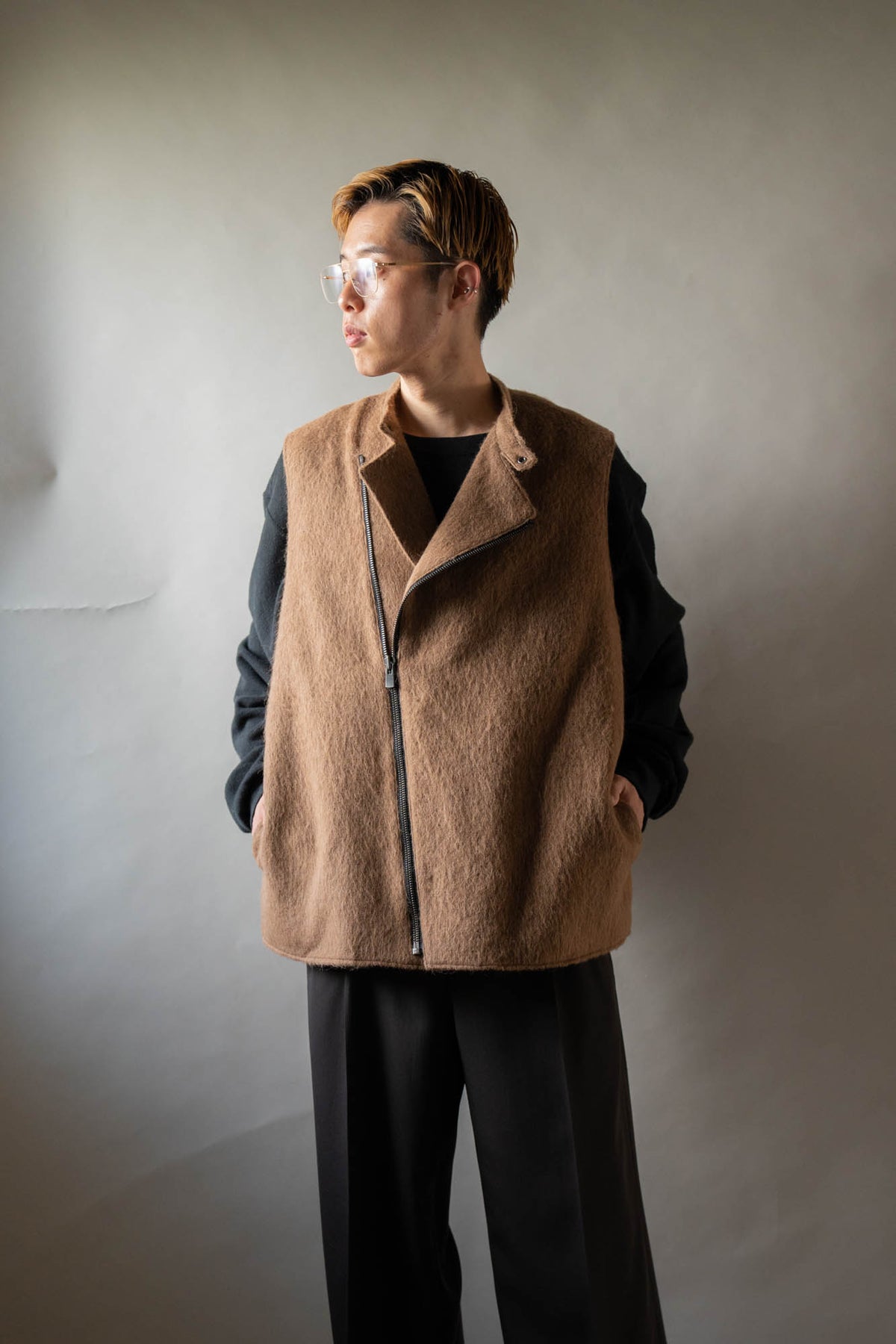 Single Vest Wool Angola Shaggy