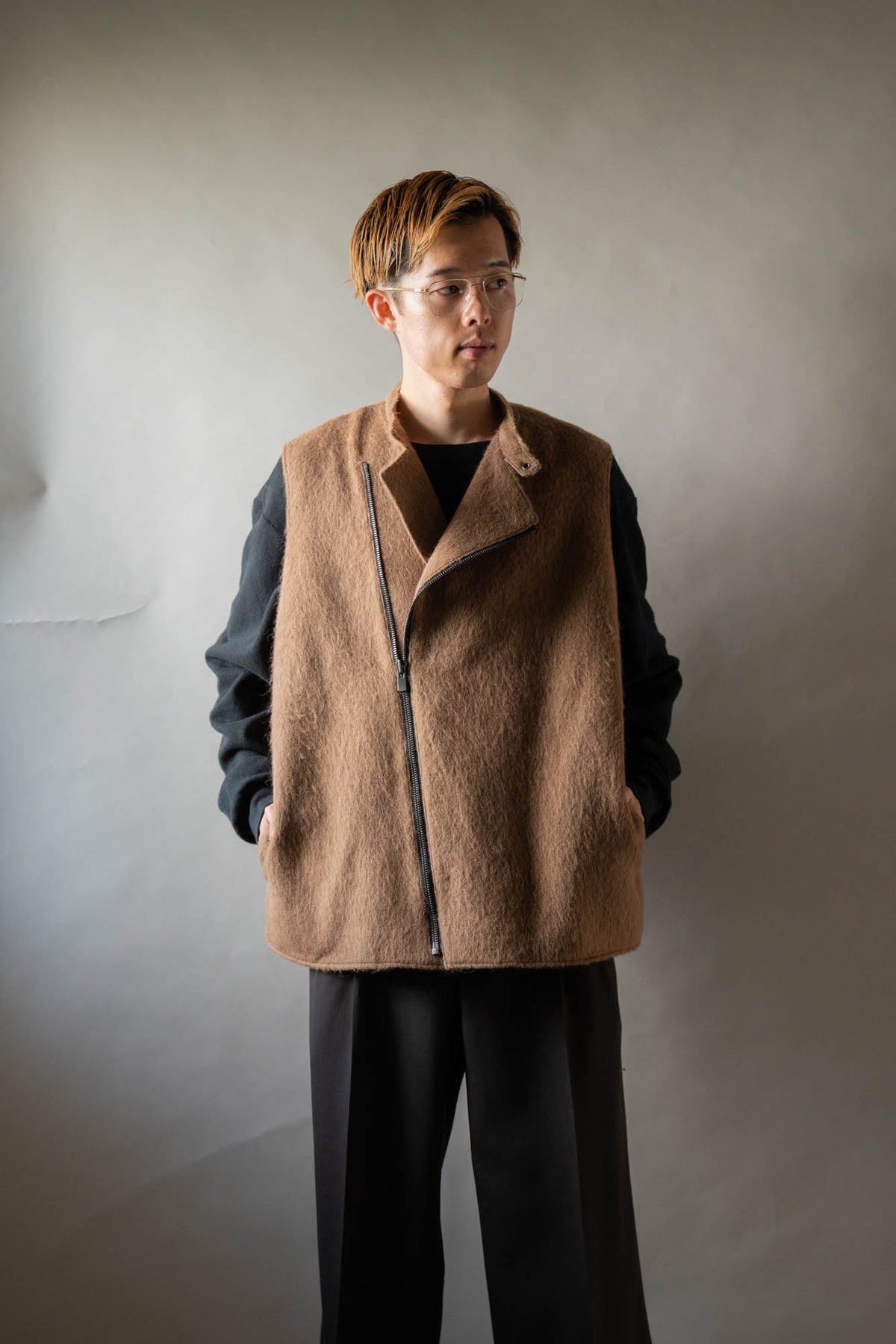 Single Vest Wool Angola Shaggy