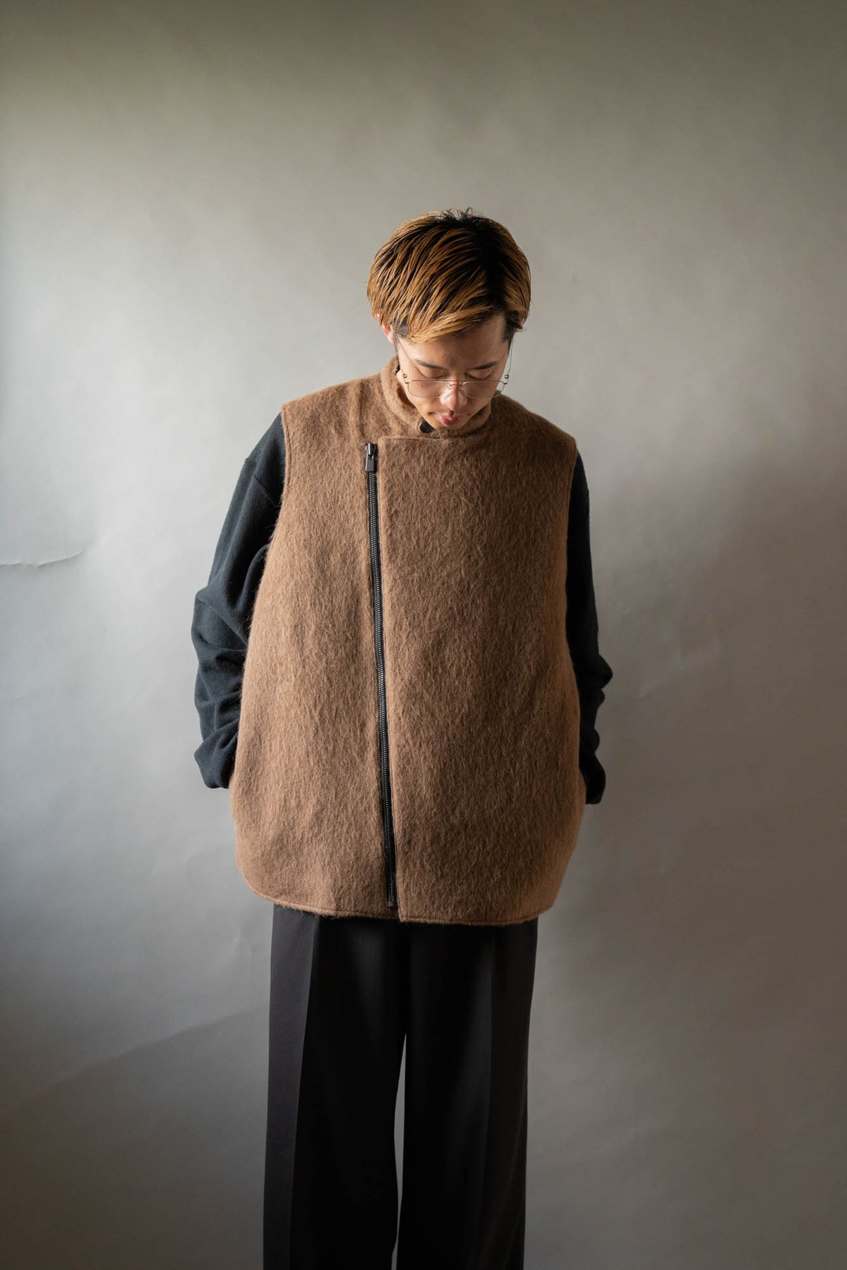 Single Vest Wool Angola Shaggy