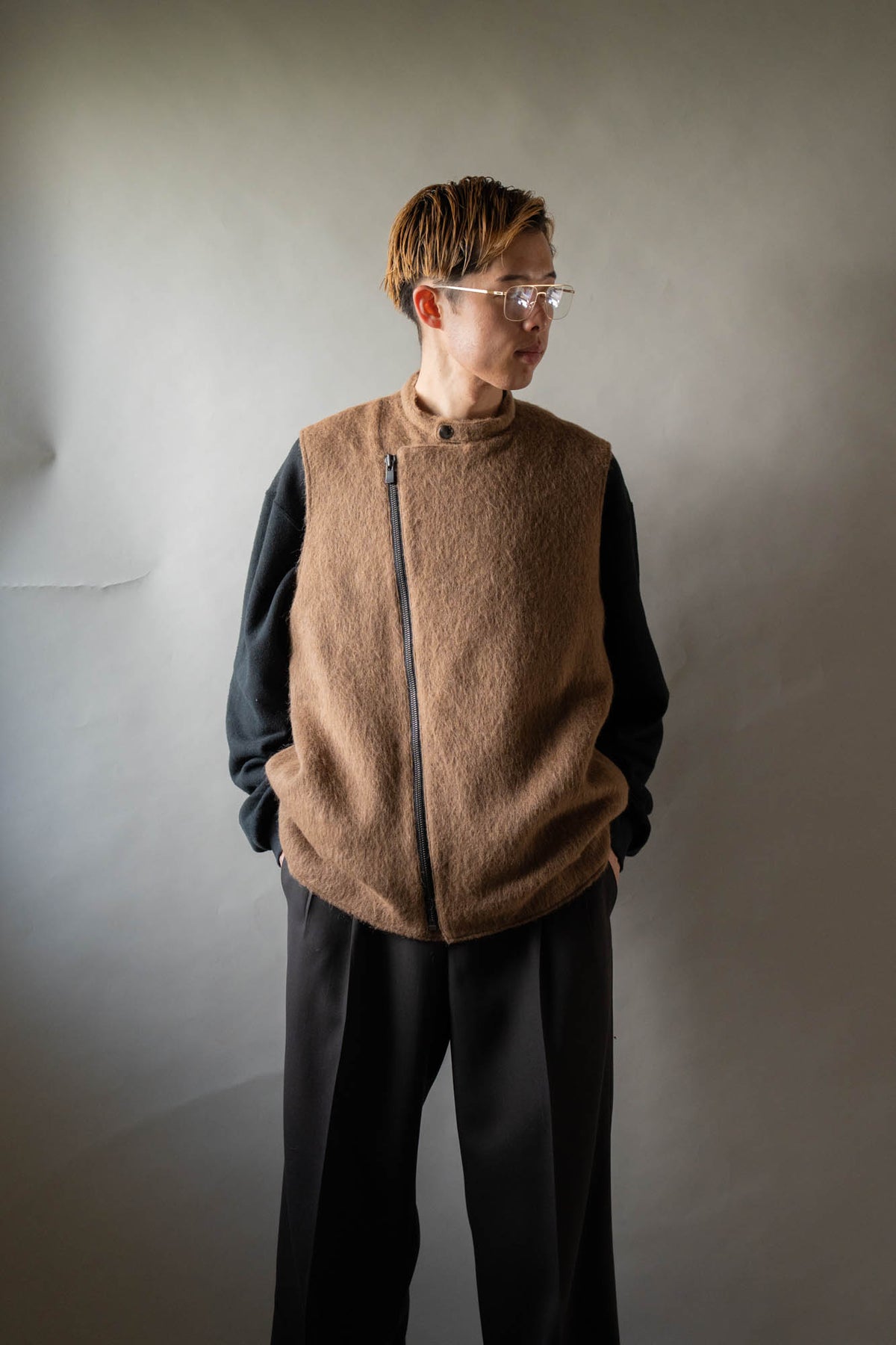 Single Vest Wool Angola Shaggy