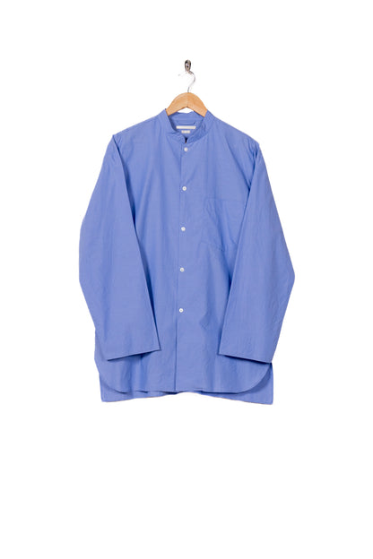 Chambray Stand-collar Cuffless Shirt