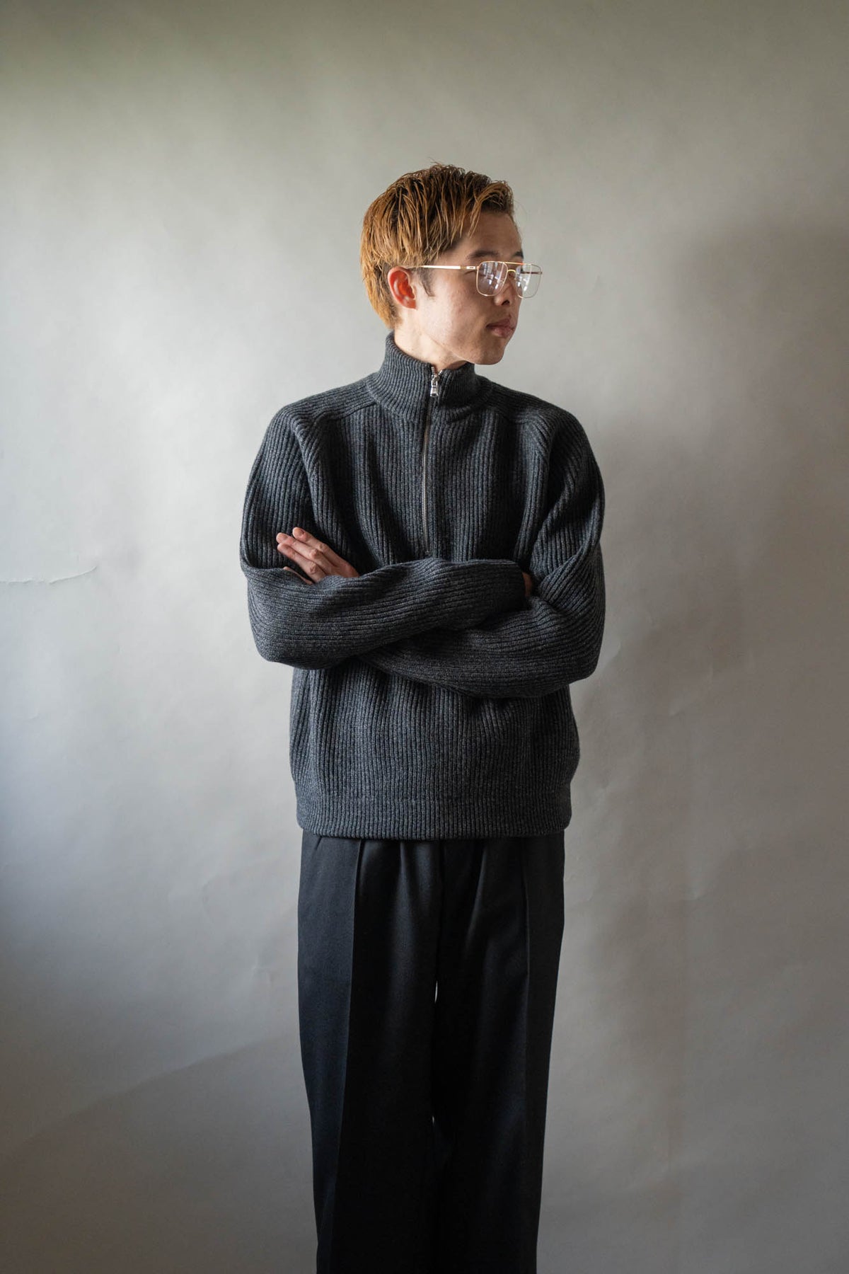 HALF ZIP RIBBED JUMPER