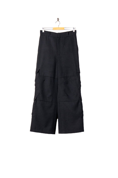HEAVY WEIGHT WOOL POLY FLARED CARGO PANTS