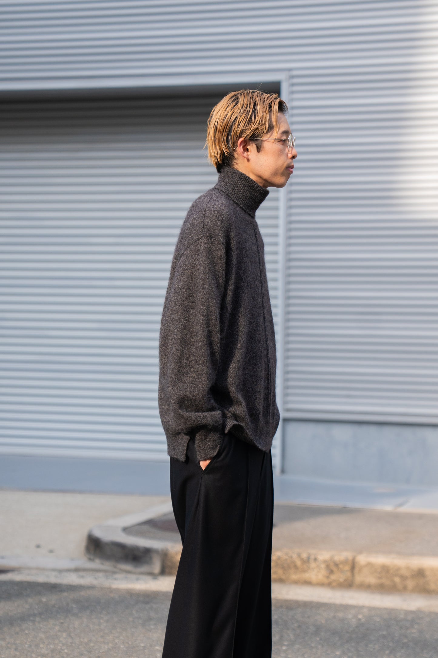 WOOL/ALPACA KNIT LOOSE TURTLE NECK PO(ST.1295)