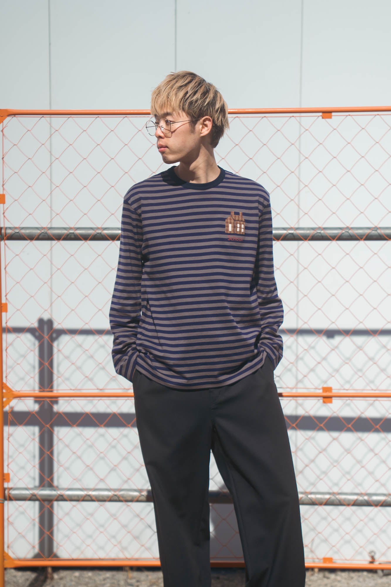 sign別注 Hand-Embroidered Stripe Long Sleeve T-Shirt