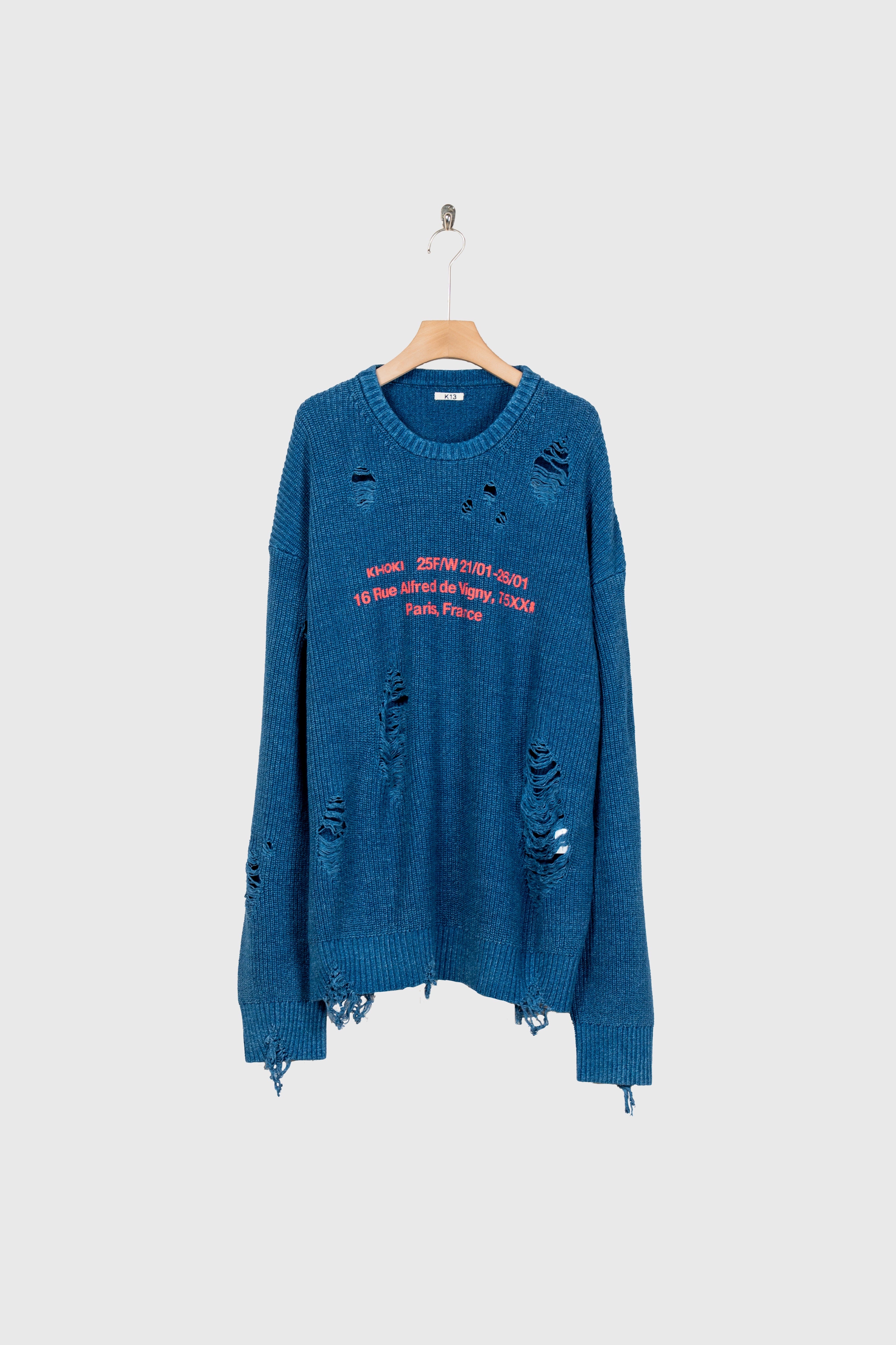 Indigo pullover knit – sign | サイン