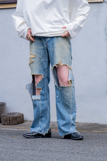 Organic Cotton Denim Pants*Crashed