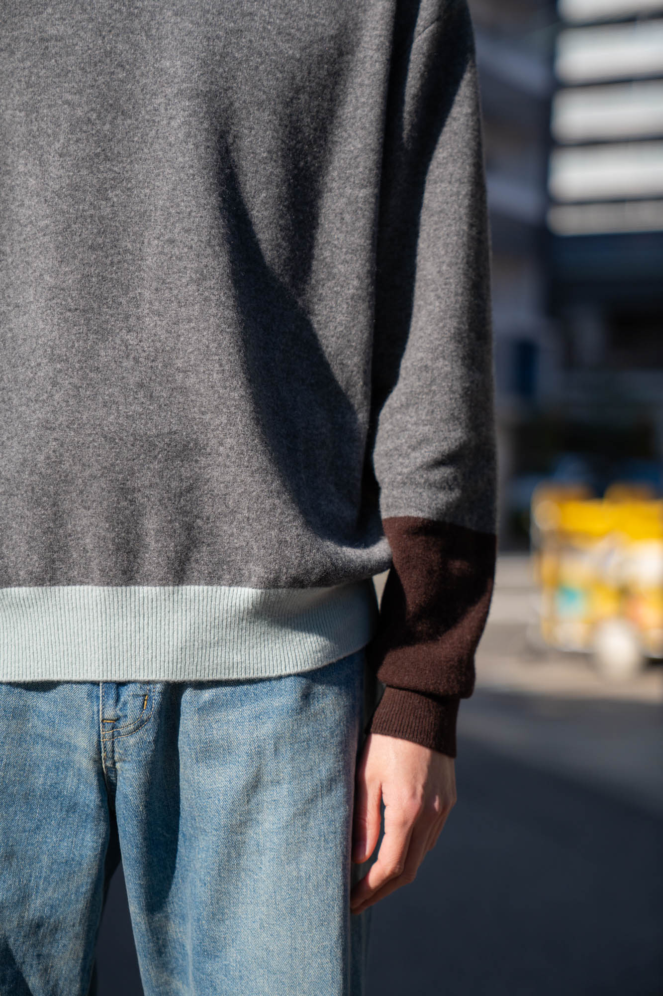 EXTRA FINE WOOL KNIT COLOR BLOCK LS(ST.1479)