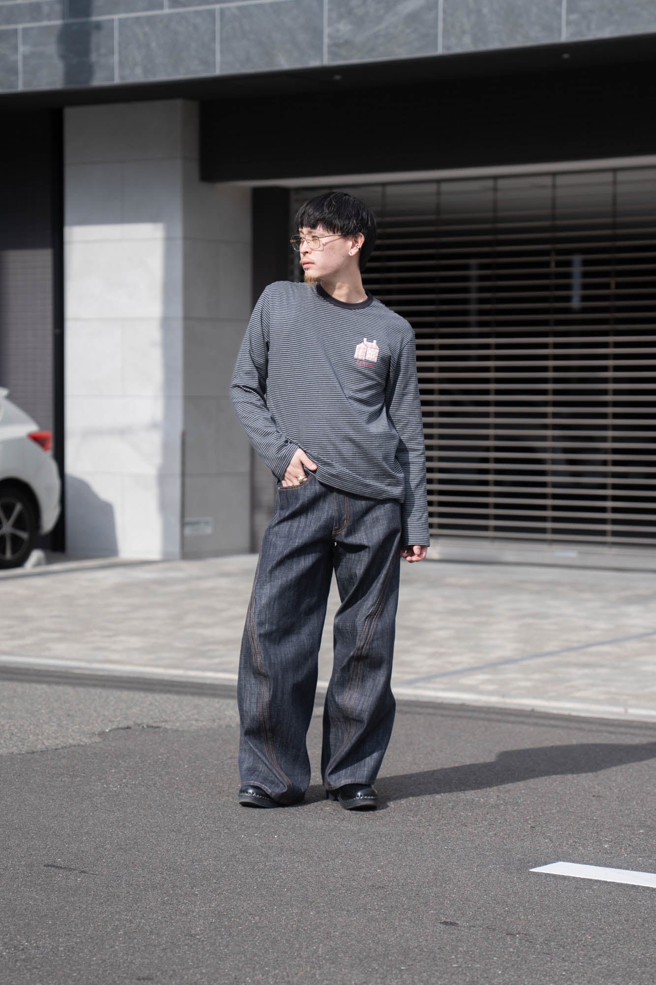 3D TWISTED WIDE LEG JEANS