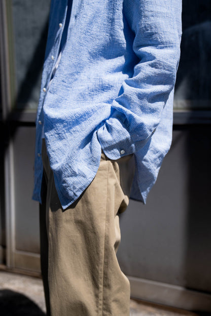 water twisted linen glen check shirt