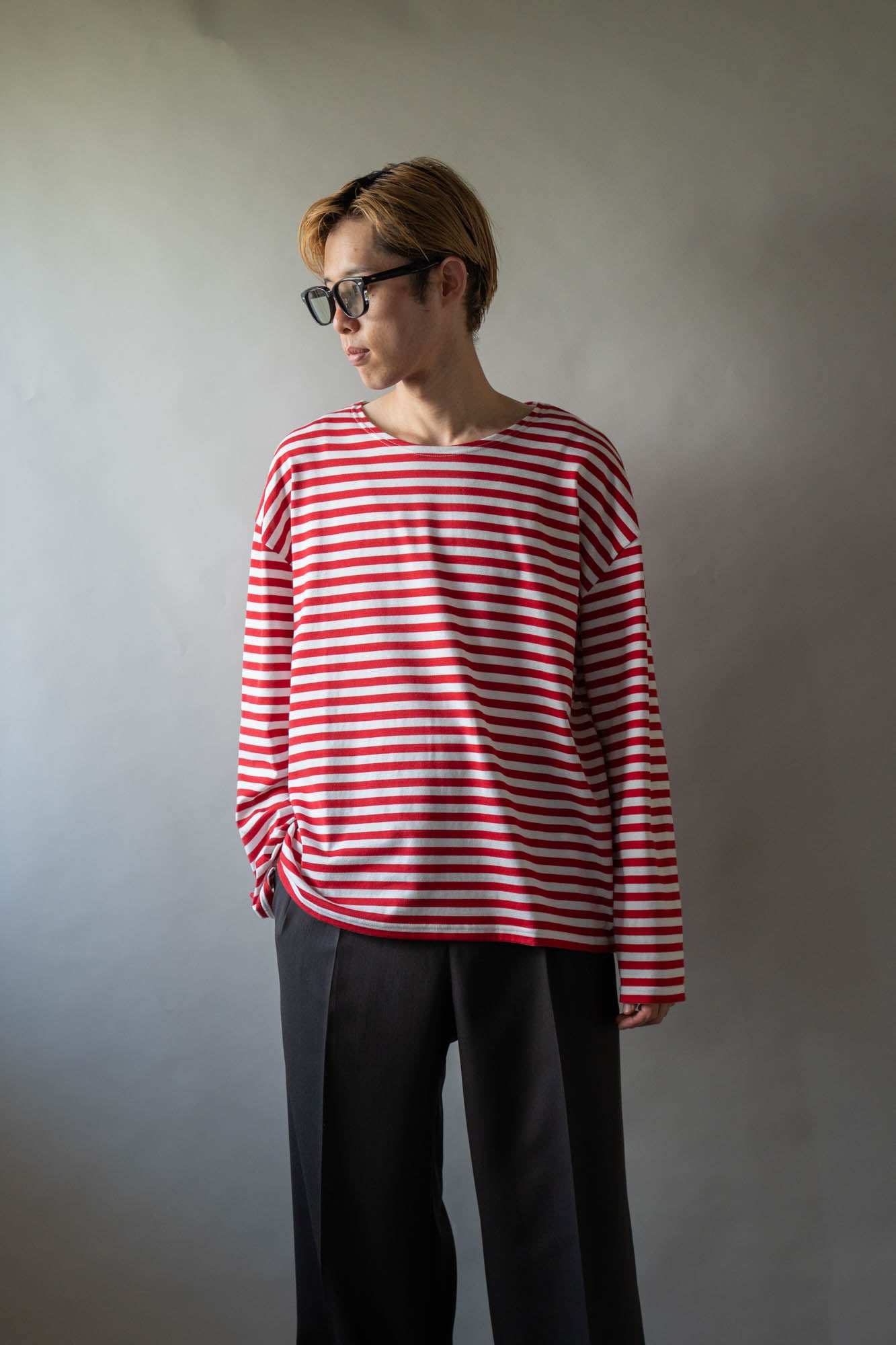 BORDER LONG T SHIRT