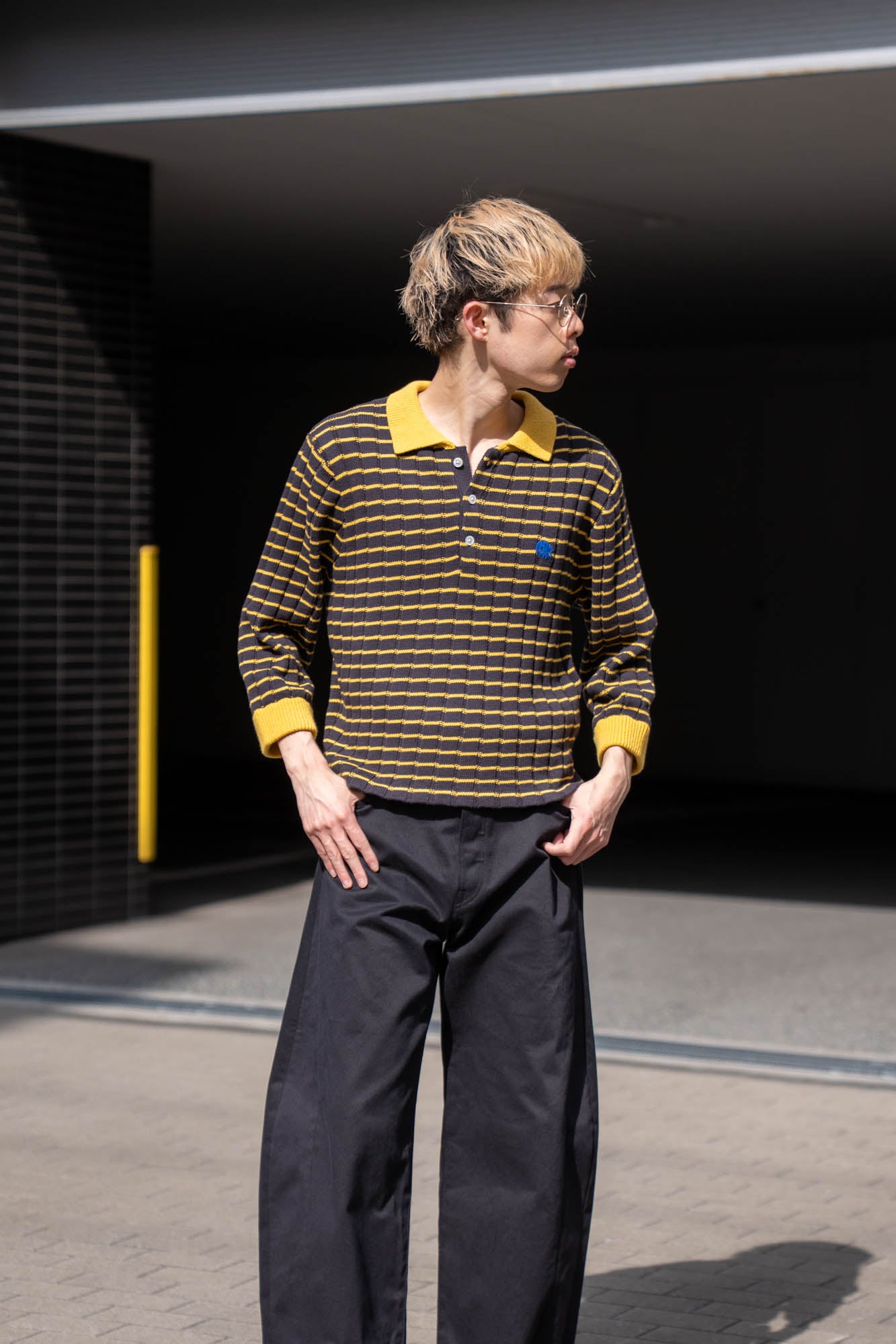 KNITTED CROPPED POLO SHIRT