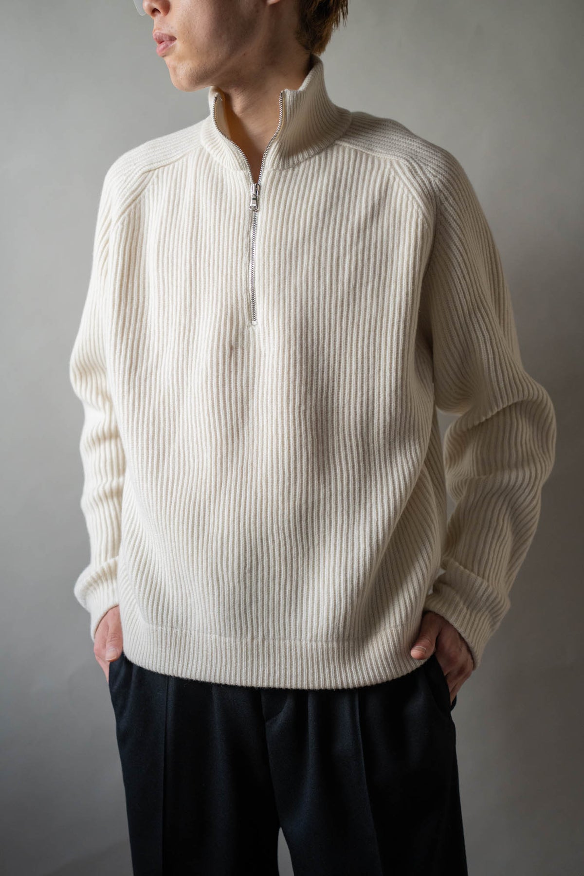 HALF ZIP RIBBED JUMPER