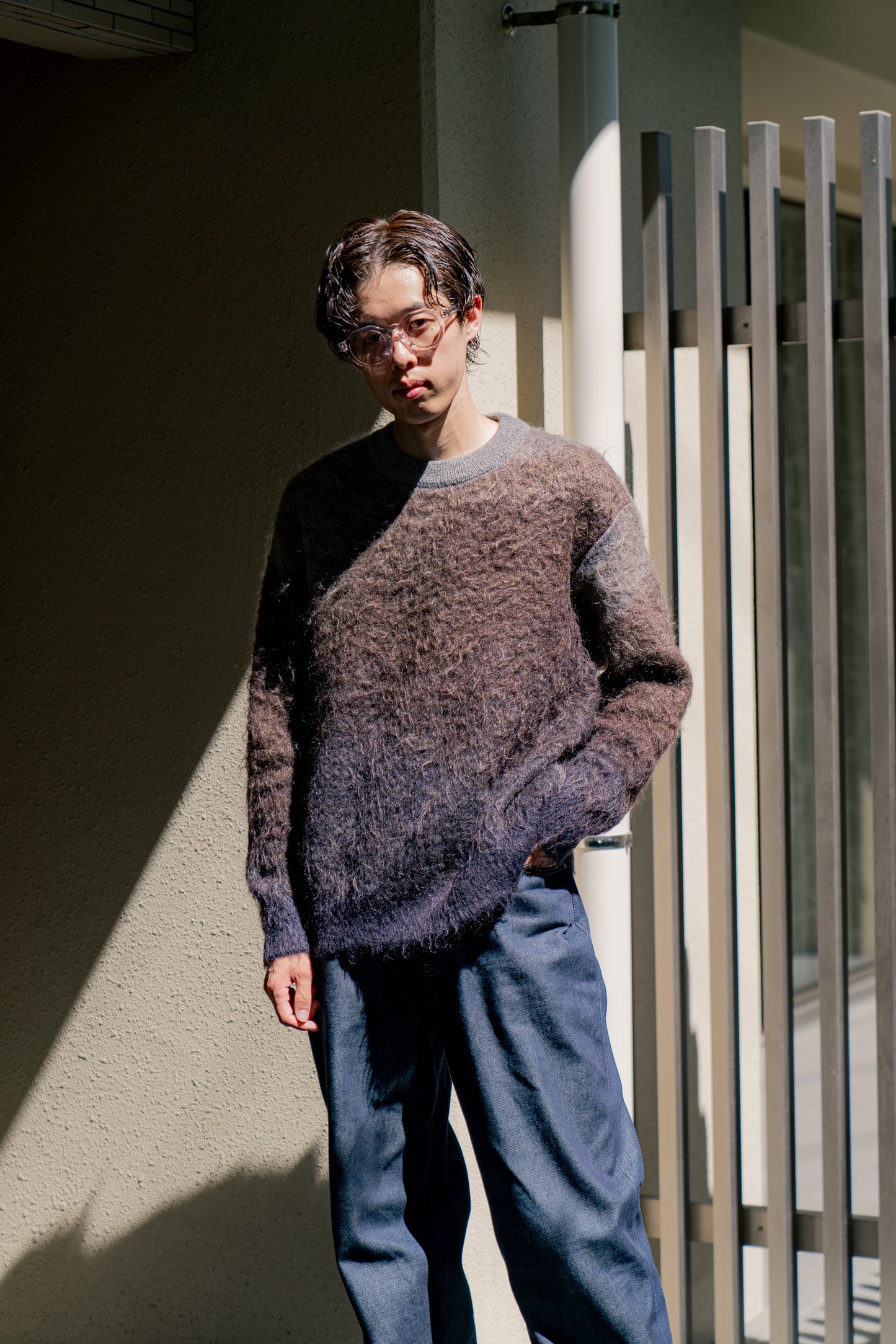 GRADATION MOHAIR KNIT LS