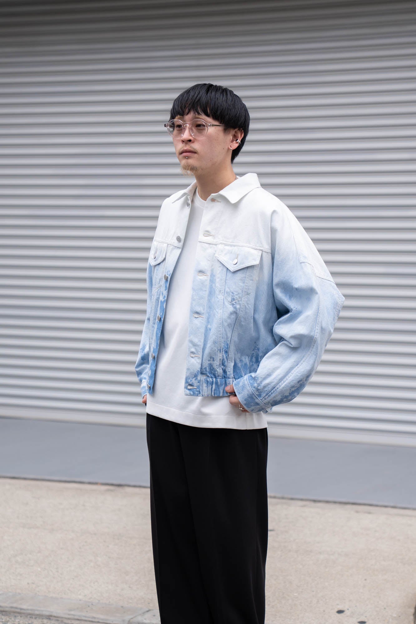 Shibori-bassen denim jacket