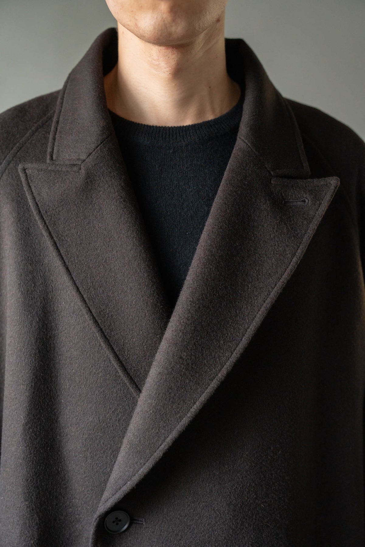 WOOL CASHMERE OVERSIZED PEAK LAPEL CHESTER COAT(ST.1533)