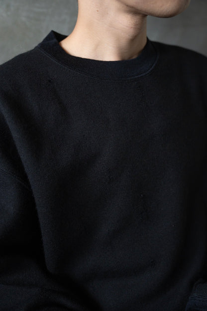 Damage jacquard terry crew neck sweater