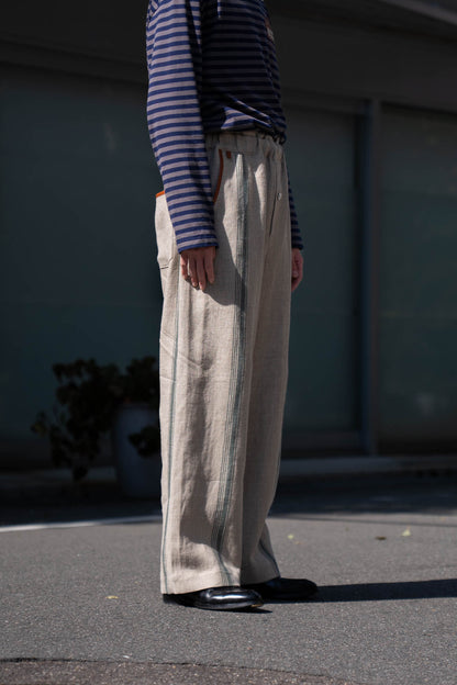 FLLOWER SAK LINEN STRIPE EASY PANTS