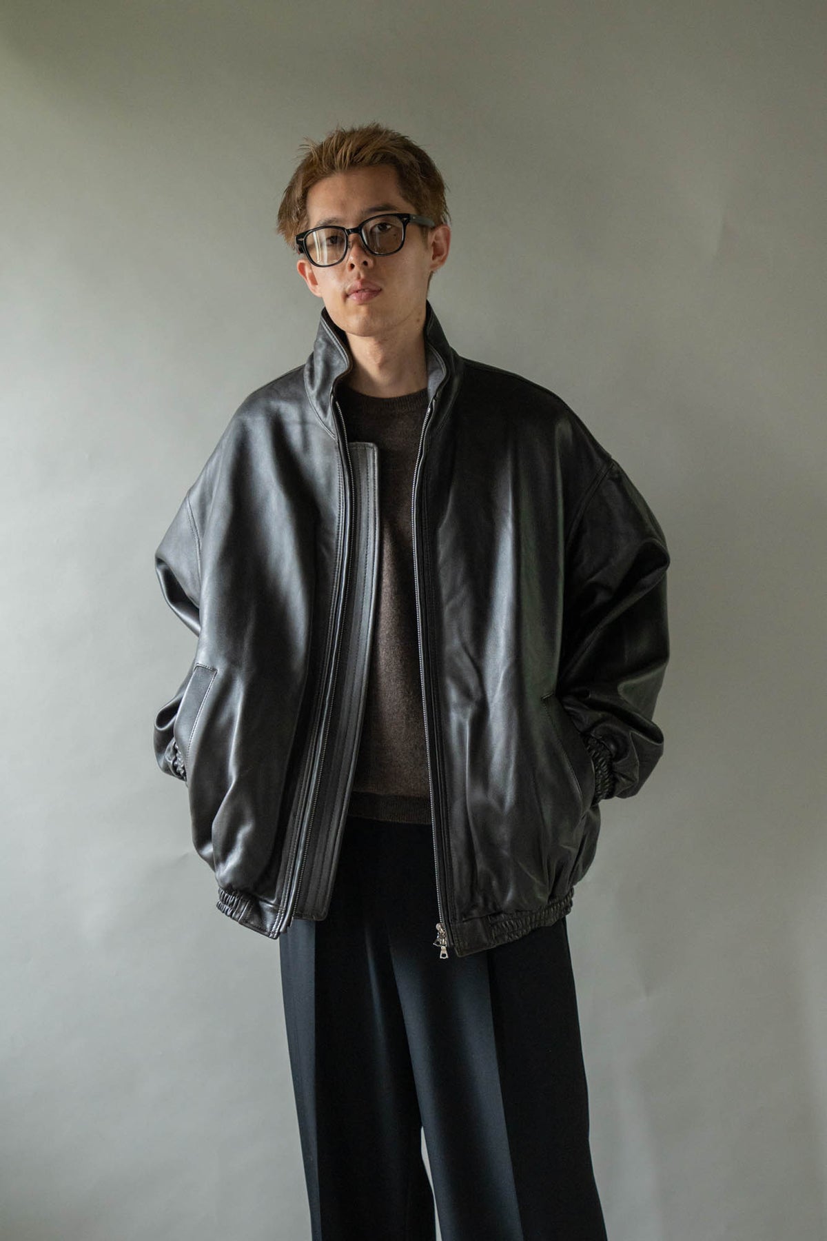 SHEEP LEATHER STAND COLLAR JACKET(ST.1553)