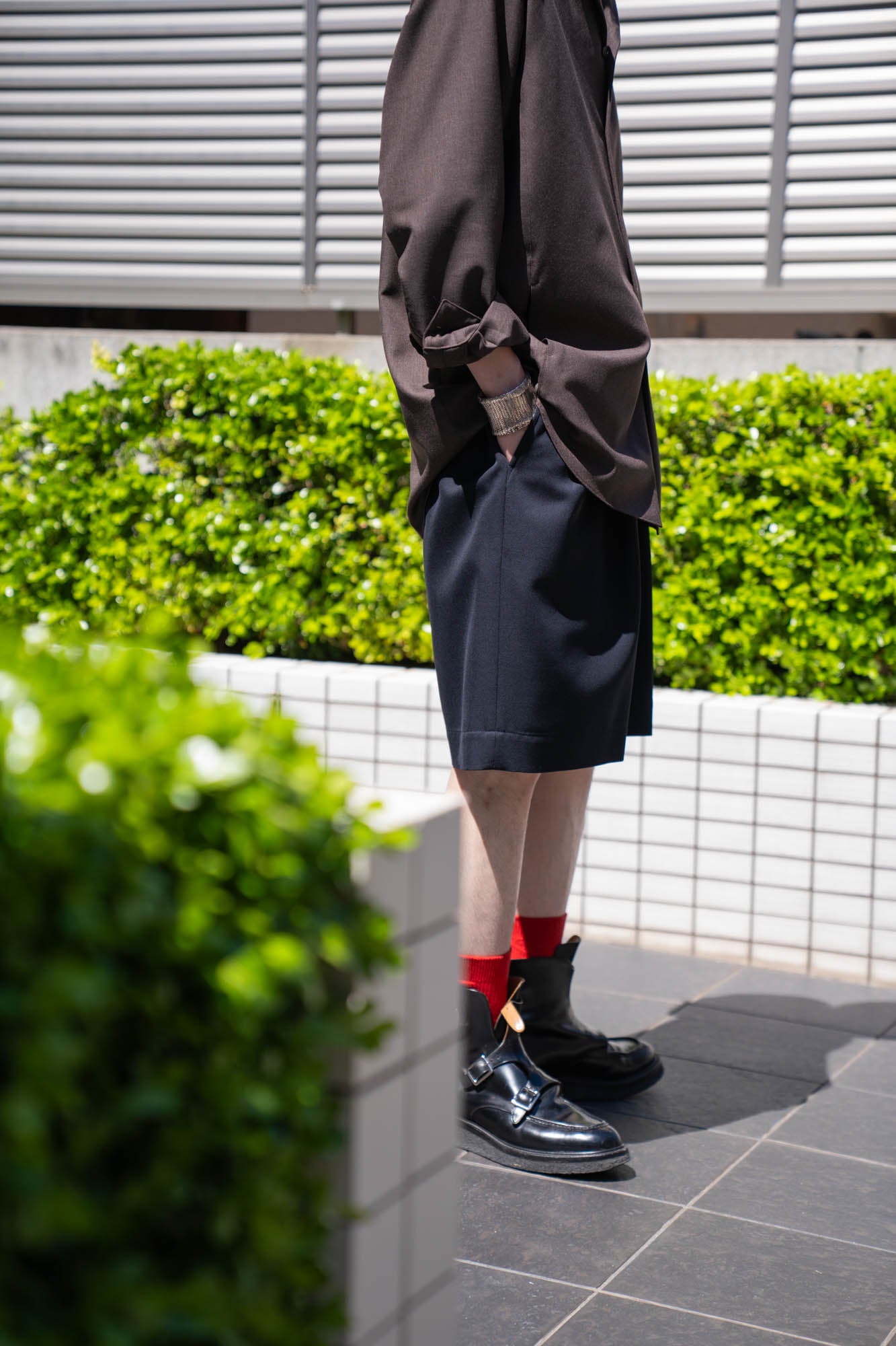 WOOL KERSEY WIDE EASY SHORT TROUSERS(ST.1436)