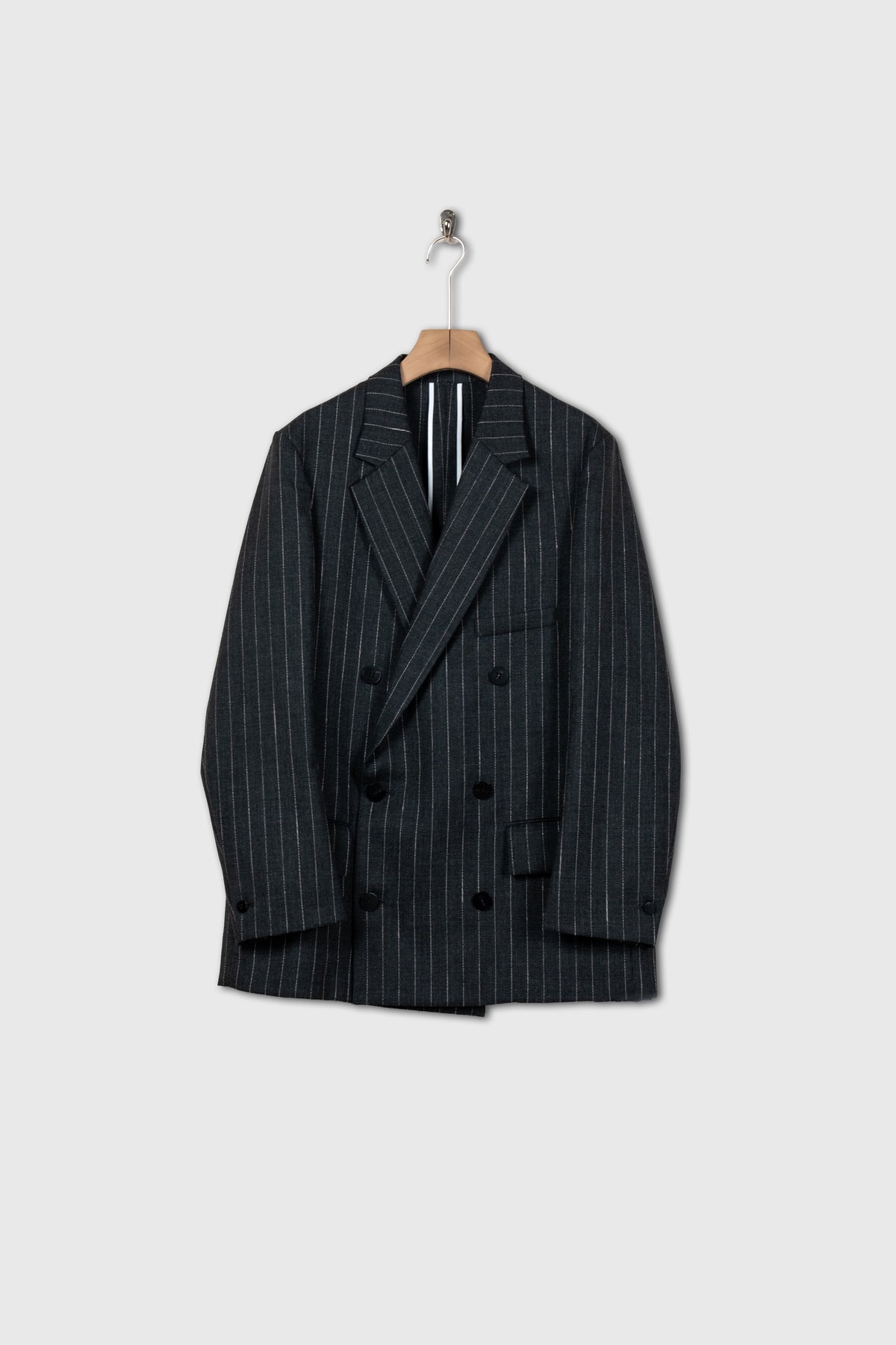 Double-Breasted Jacket in Wool Pinstripe