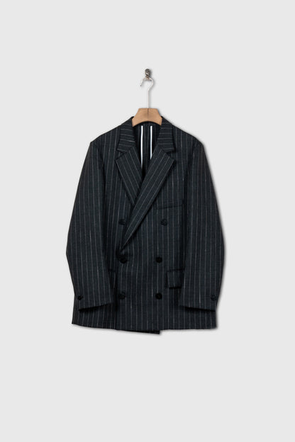 Double-Breasted Jacket in Wool Pinstripe