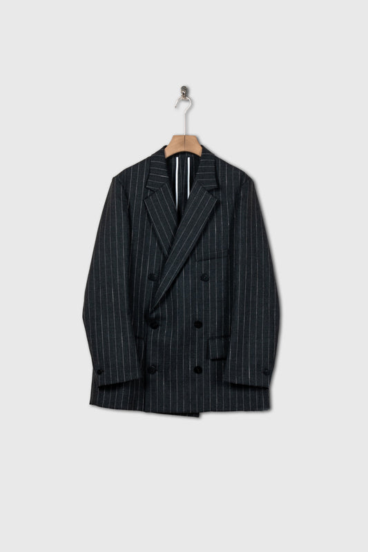Double-Breasted Jacket in Wool Pinstripe