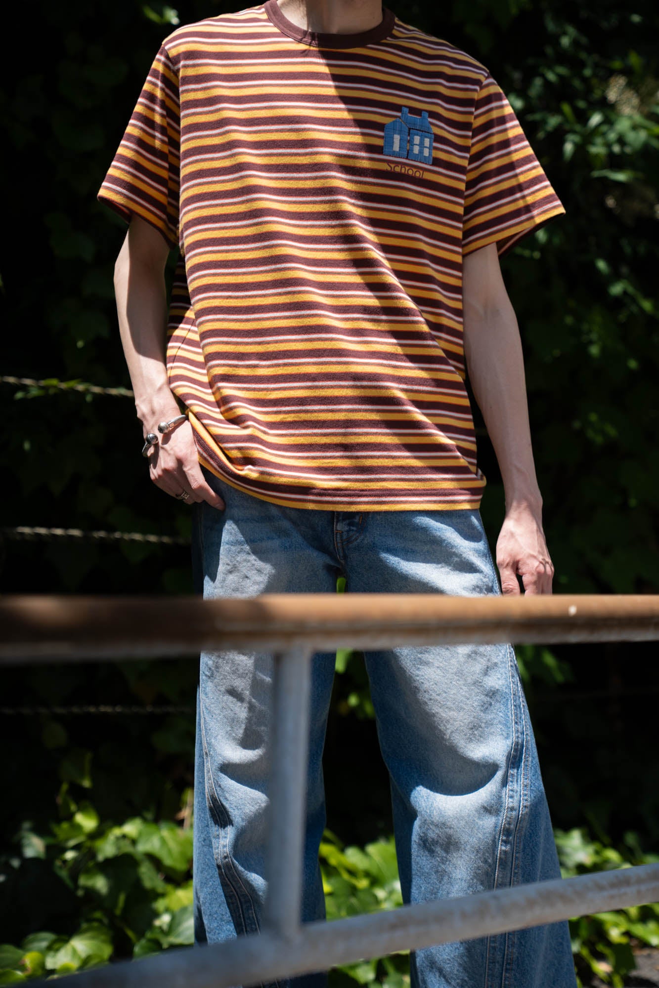 Hand-Embroidered Stripe T-Shirt