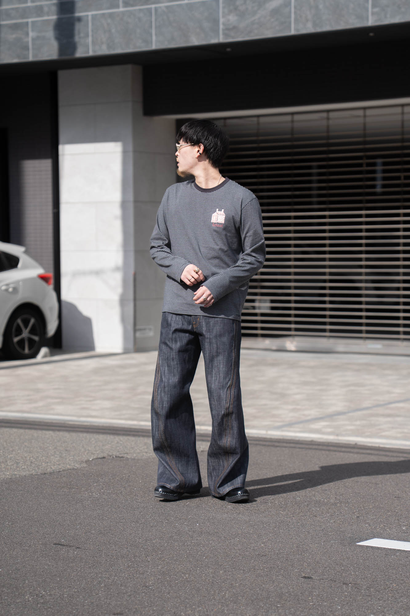 3D TWISTED WIDE LEG JEANS