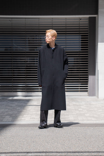 Wool melton double face rever stadium coat