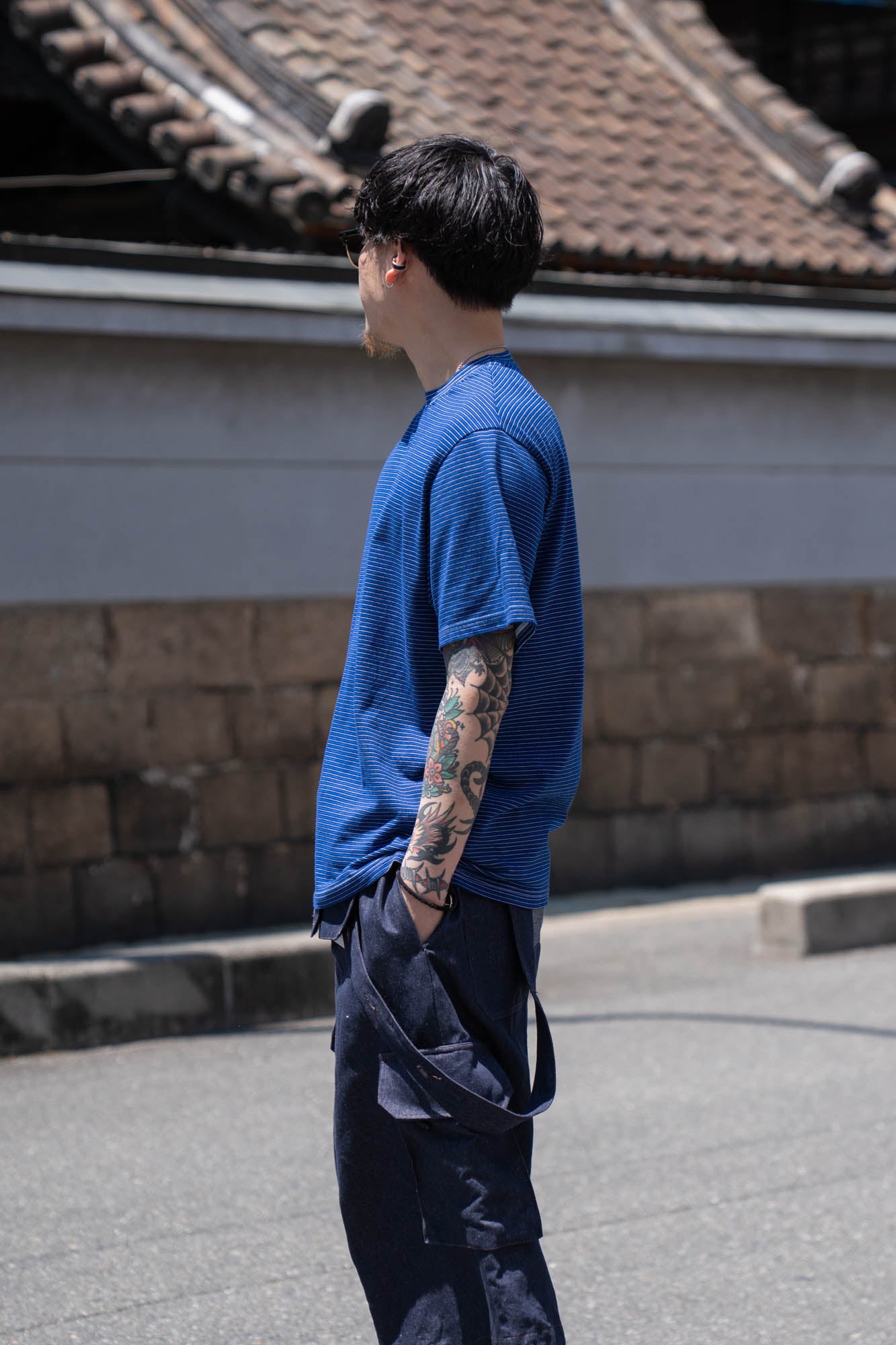 GARMENT DYED BORDER T-SHIRT
