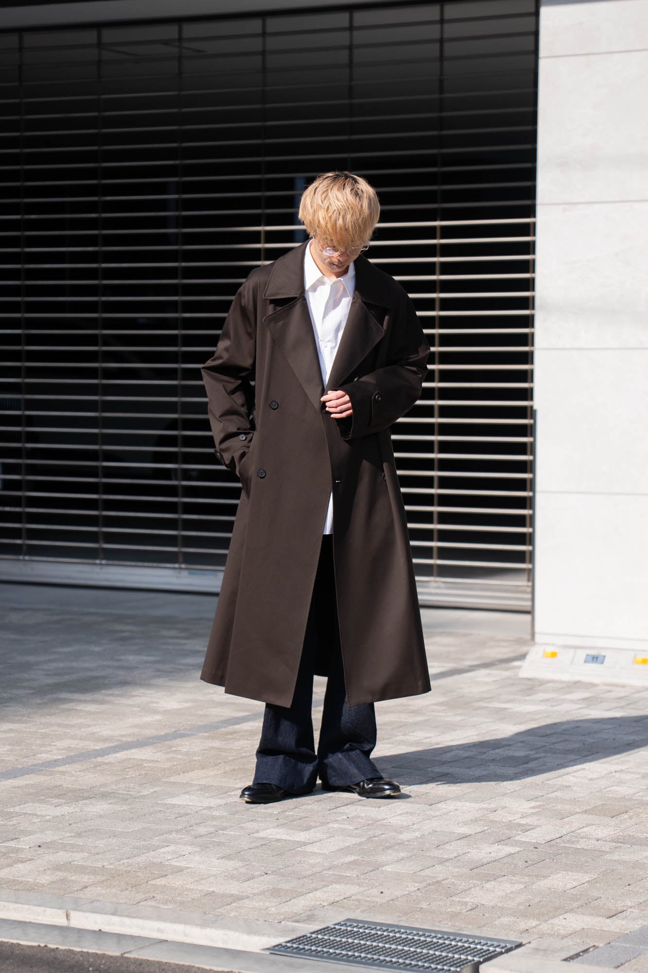 COTTON SATIN OVERSIZED DOUBLE BREASTED COAT(ST.1371)