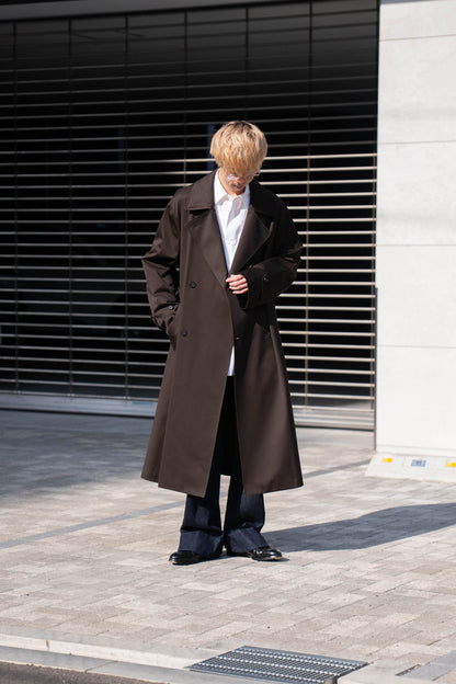 COTTON SATIN OVERSIZED DOUBLE BREASTED COAT(ST.1371)