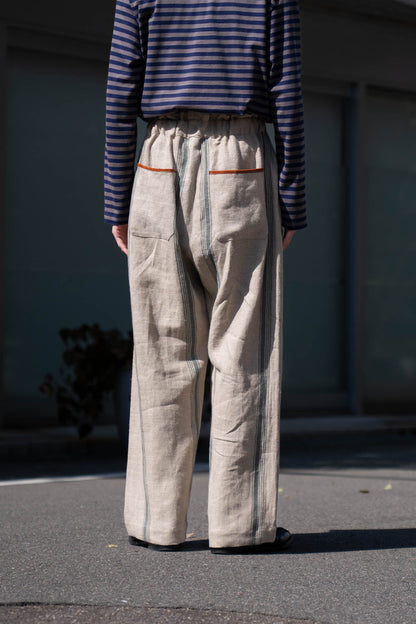 FLLOWER SAK LINEN STRIPE EASY PANTS