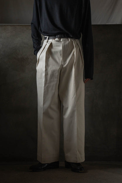 COTTON GABA 2TUCK WIDE SLACKS