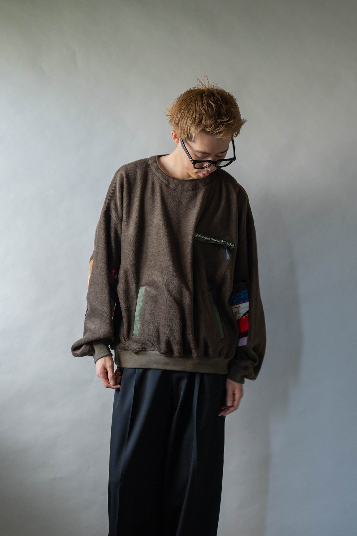 Quilt fleece pullover
